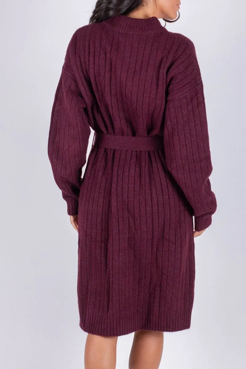 SIMONE DRESS 38" (BURGUNDY)