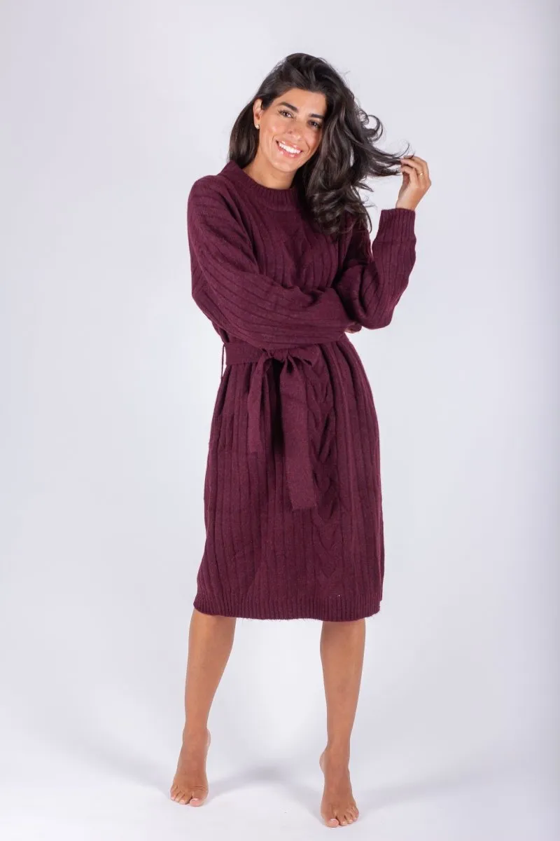 SIMONE DRESS 38" (BURGUNDY)