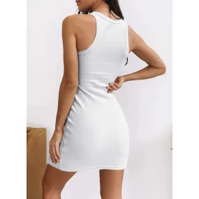 TastyHottie - Women's Ribbed Scoop Neck Sleeveless Tank Dress