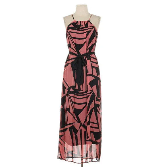 Teal Black High Neck Maxi Dress