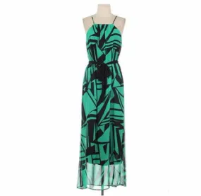 Teal Black High Neck Maxi Dress