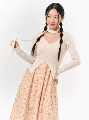 Thin Scarf & Long Sleeve Top Set IS304