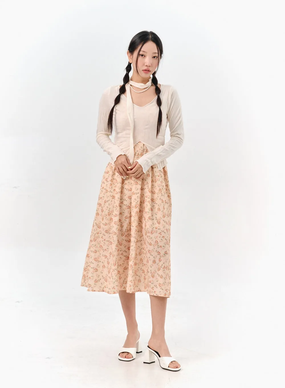 Thin Scarf & Long Sleeve Top Set IS304