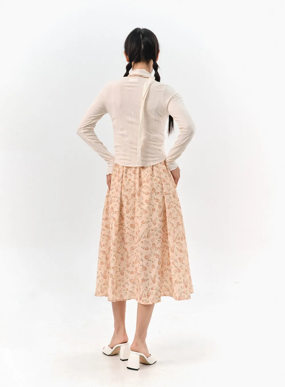 Thin Scarf & Long Sleeve Top Set IS304