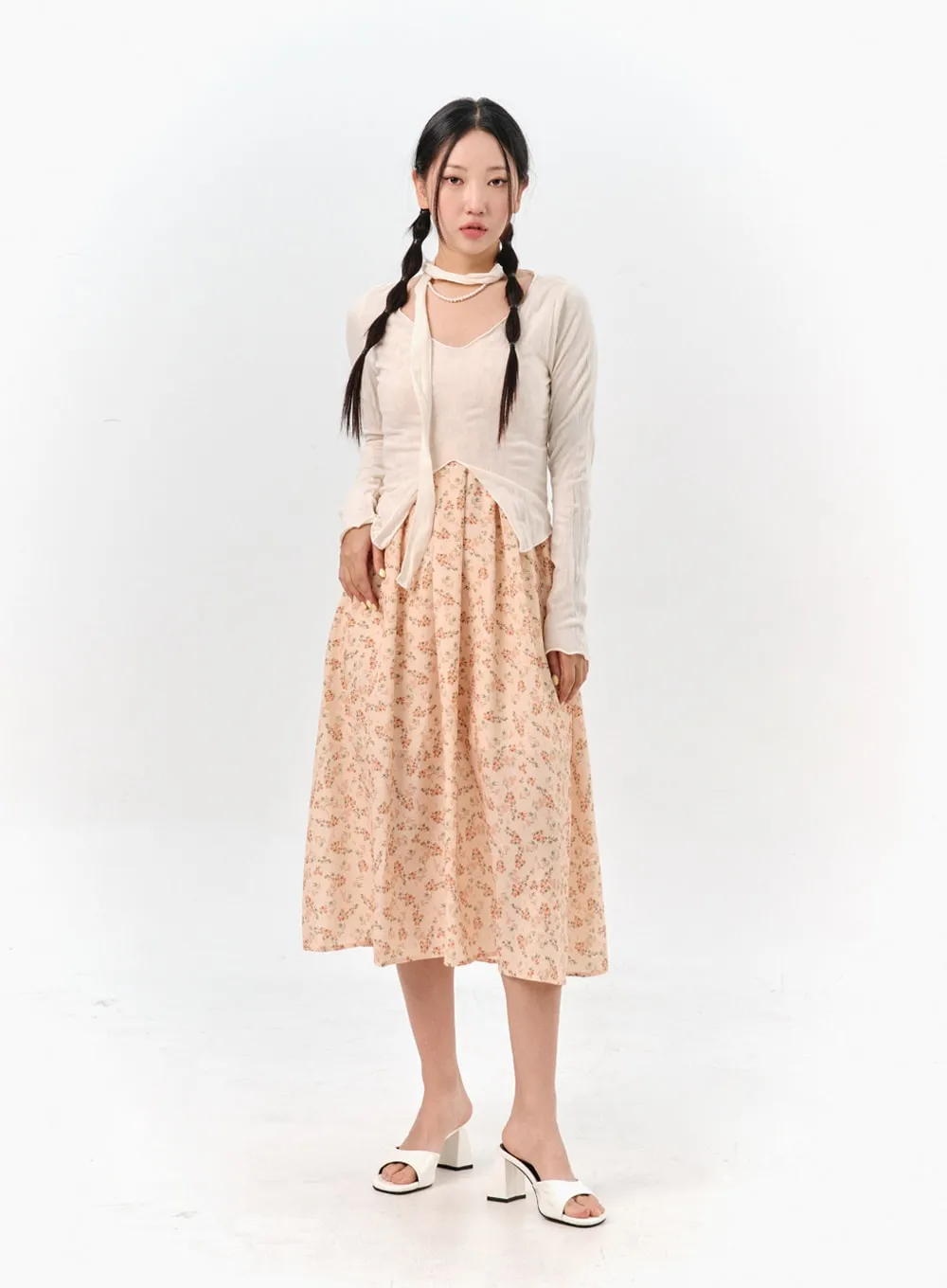 Thin Scarf & Long Sleeve Top Set IS304