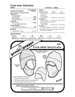 Tuck-Away Balaclava Pattern - Adults (Sold per Each)