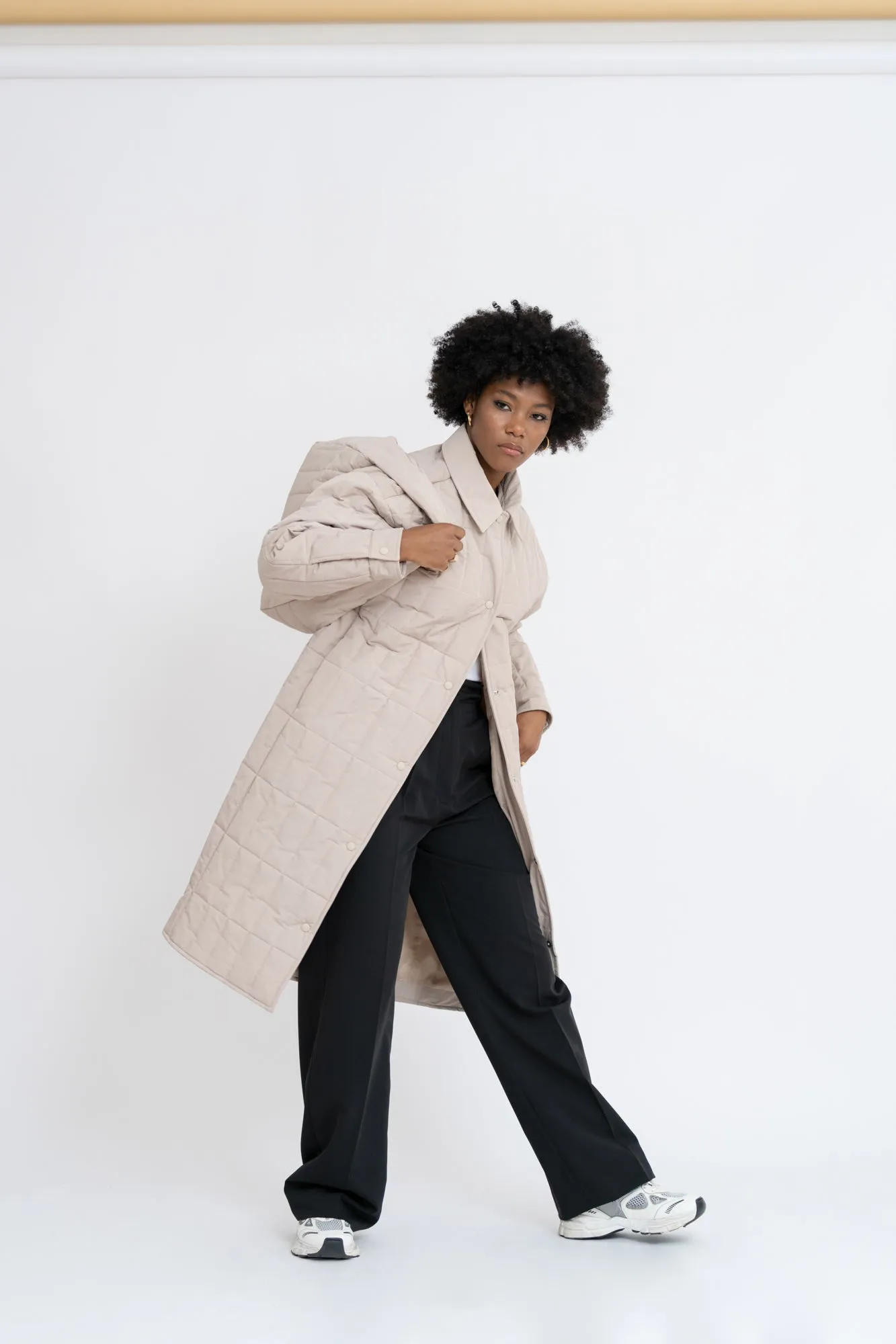 Willow Quilted Coat Ashy Beige
