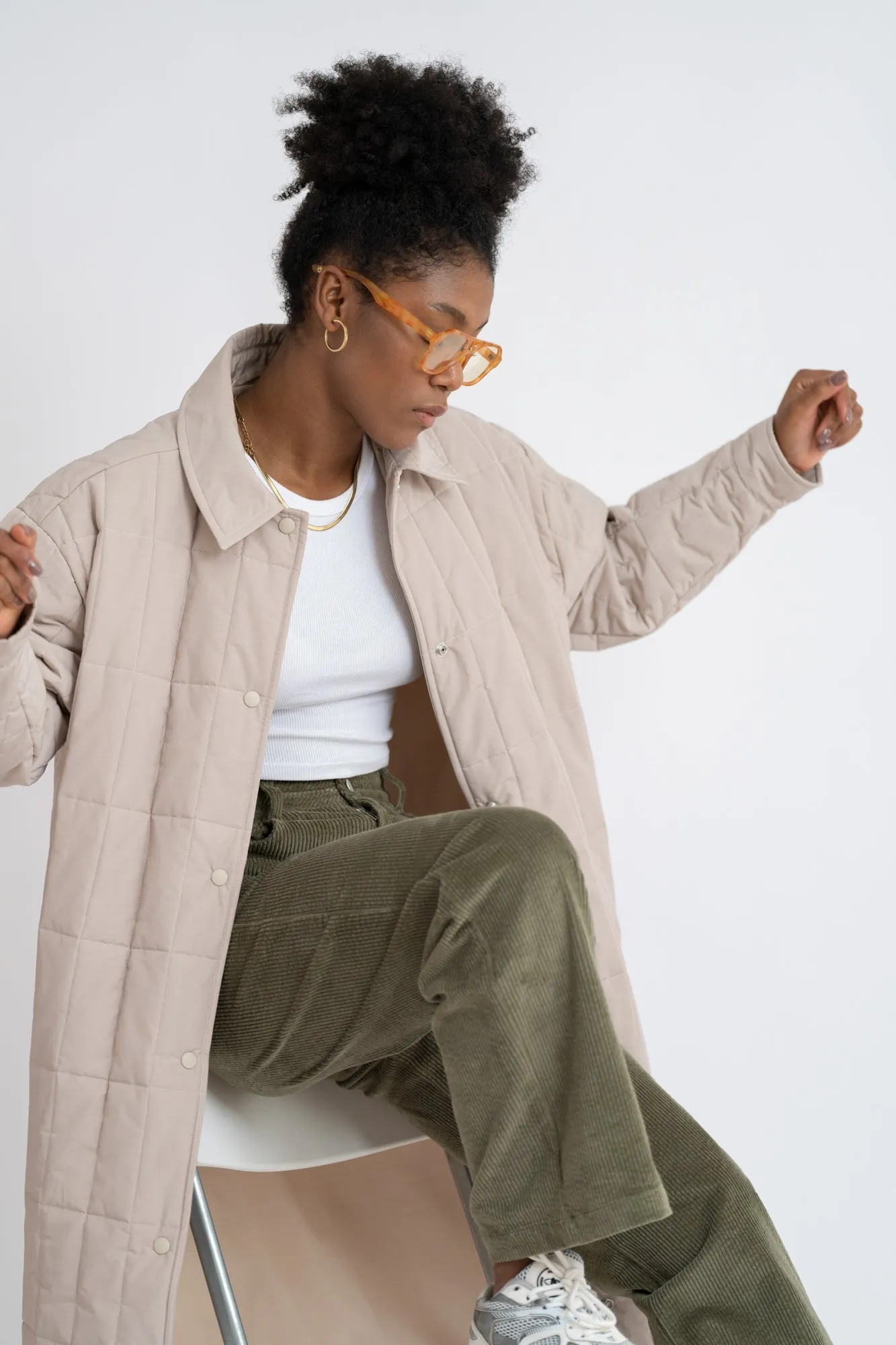 Willow Quilted Coat Ashy Beige