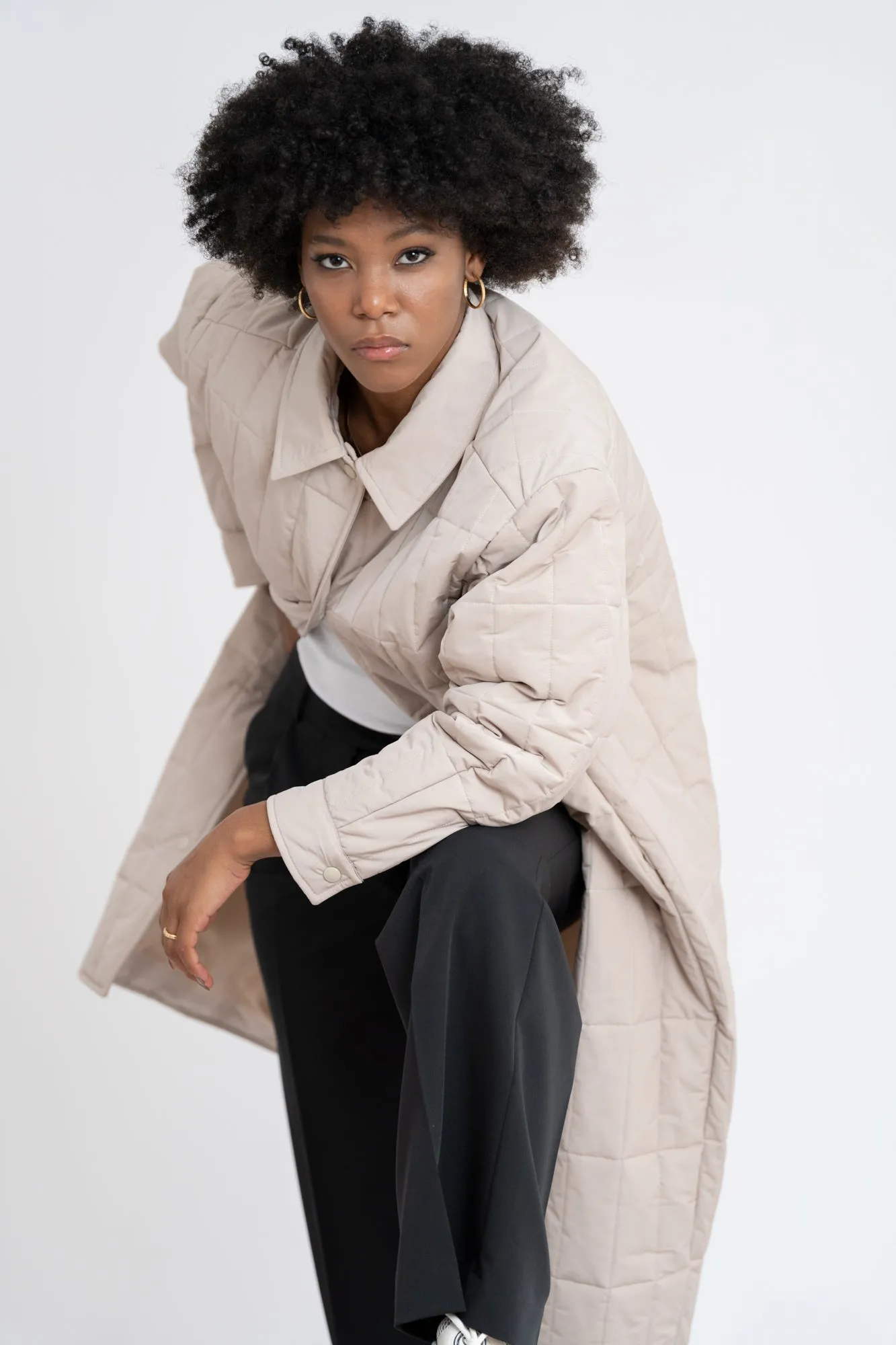 Willow Quilted Coat Ashy Beige