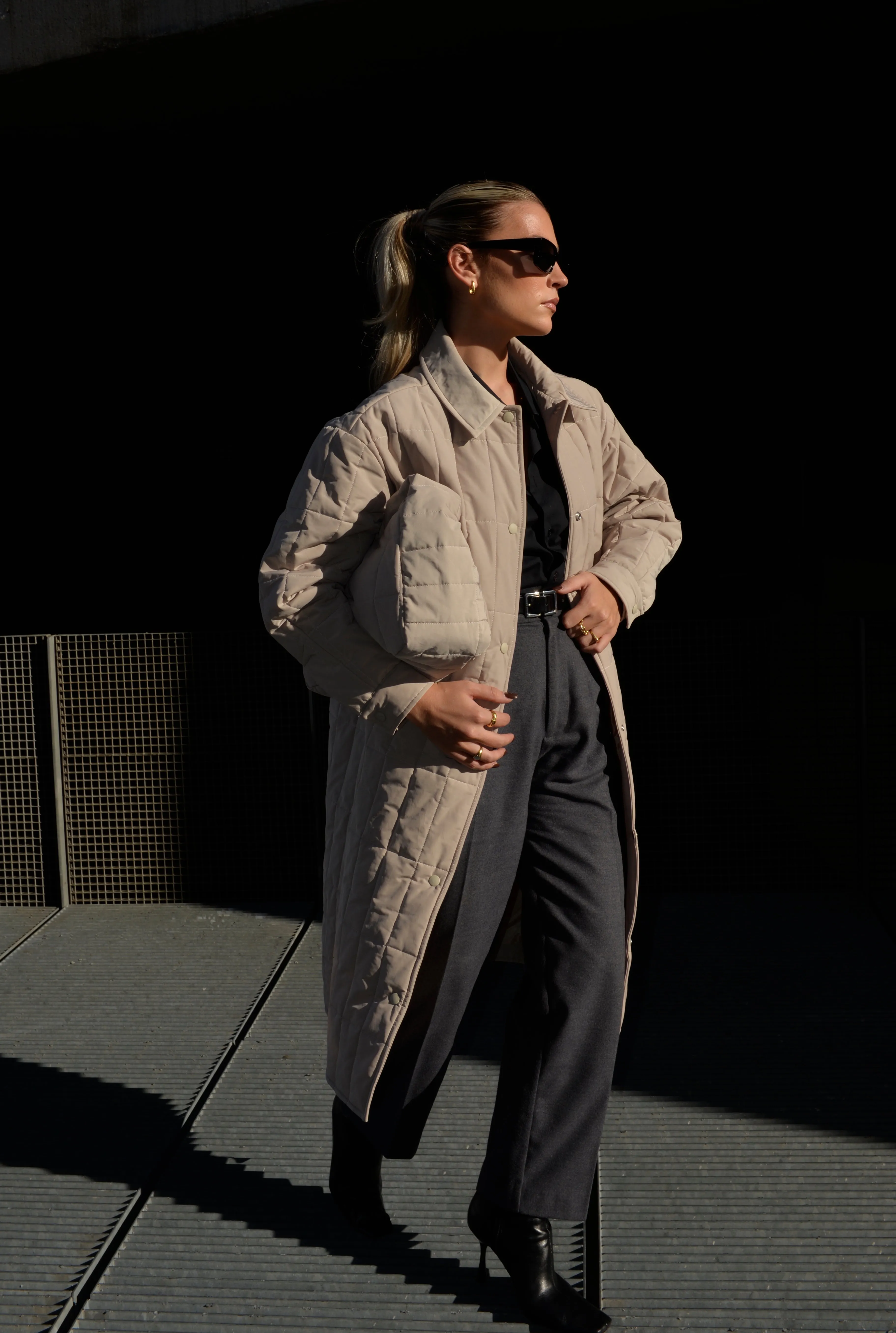 Willow Quilted Coat Ashy Beige